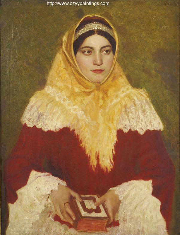 Portrait of a Jewish woman holding a prayer book