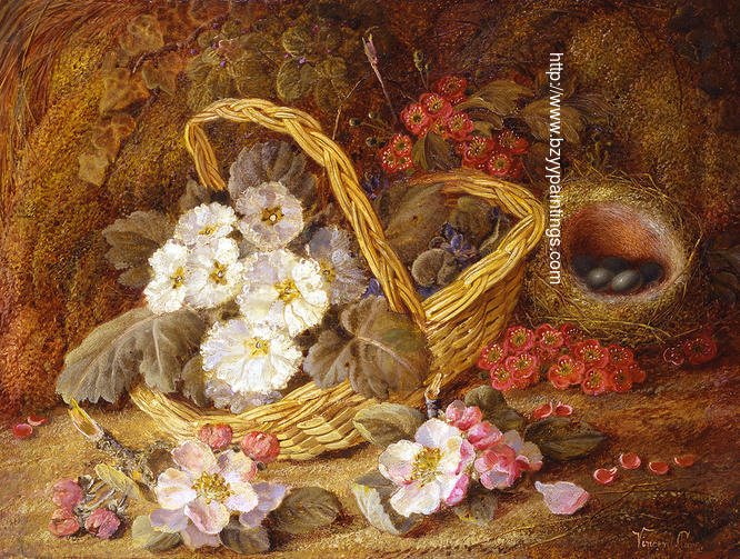Basket of Flowers and Birds Nest