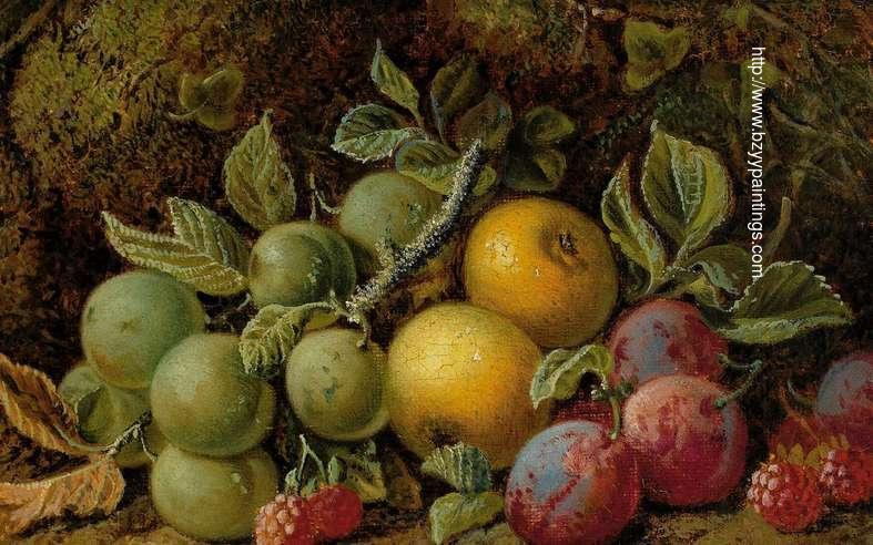 Fruit Still-life with Raspberries Plums Quince and Greengage