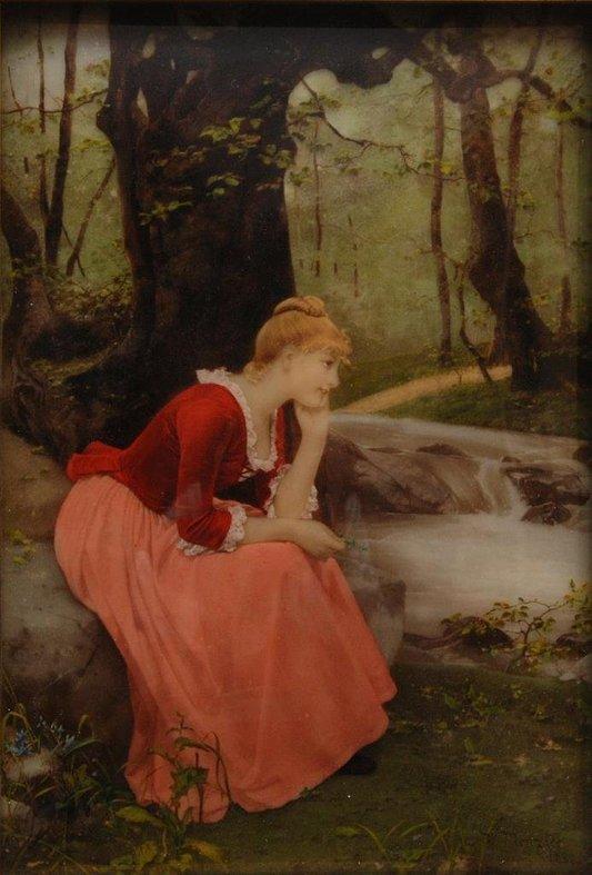 A young lady dreaming in the woods